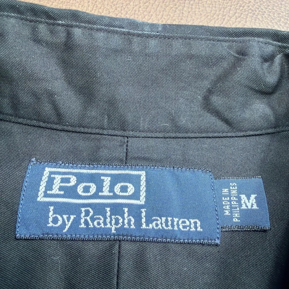 VTG Polo Ralph Lauren Military Shirt Men's M Black Navy Nautical Cargo Baggy 90s